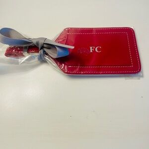 Red Leather Luggage Tag Monogrammed FC  New in Package   Gift Wrapped NNT